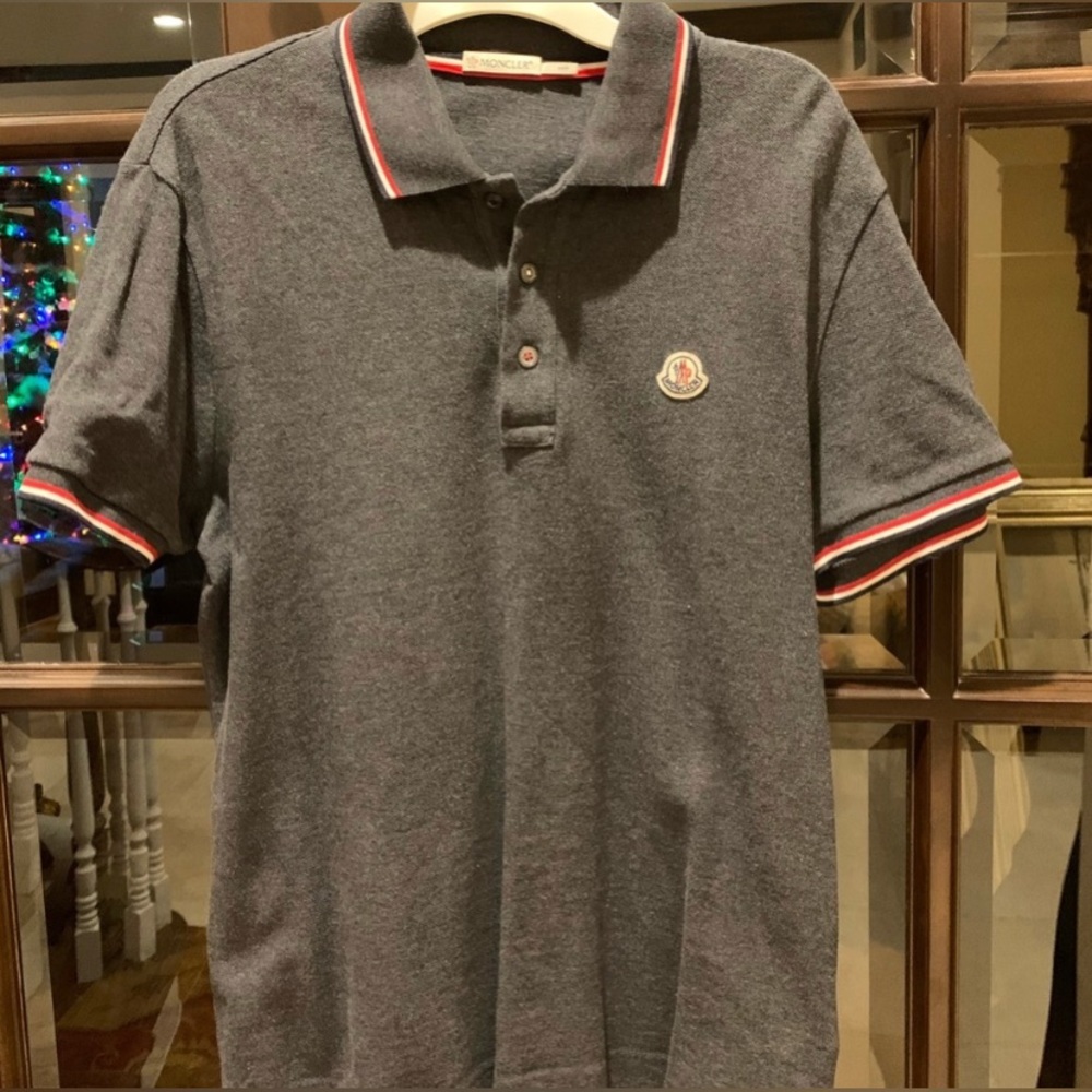 Moncler Maglia Manica Corta Polo In Grey